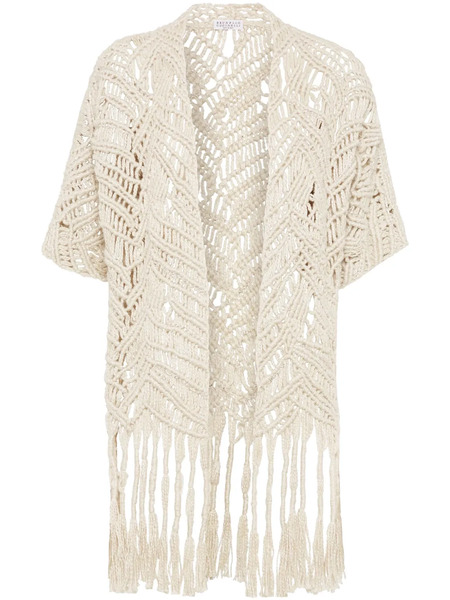  Brunello Cucinelli Opera Macramé Cardigan - Neutrals 