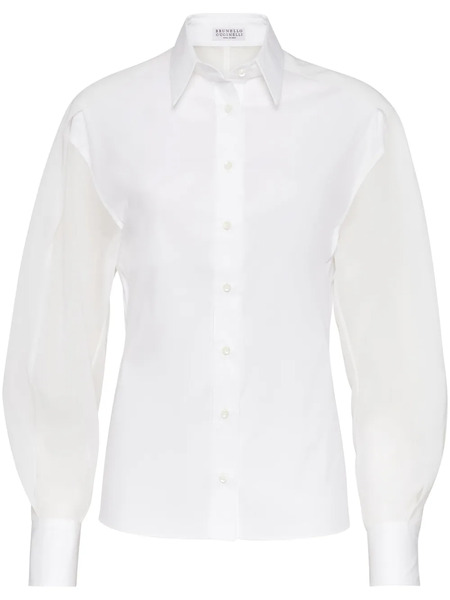  Brunello Cucinelli Organza-panels Buttoned Shirt - White 