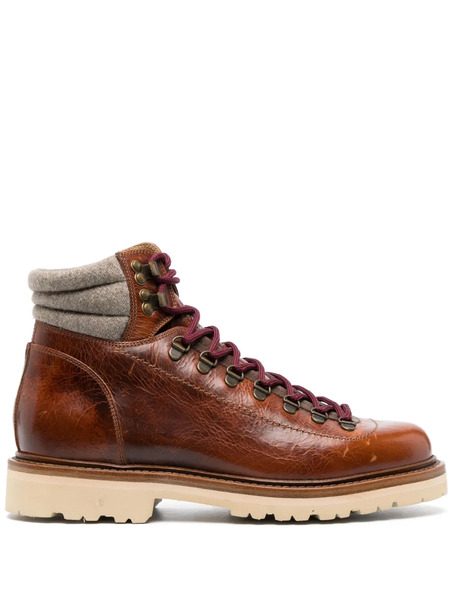  Brunello Cucinelli Padded Ankle Lace-up Boots - Brown 