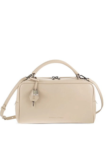  Brunello Cucinelli Padlock Explorer Leather Tote - Neutrals 