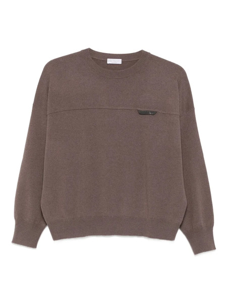  Brunello Cucinelli Panelled Crew-neck Sweater - Brown 