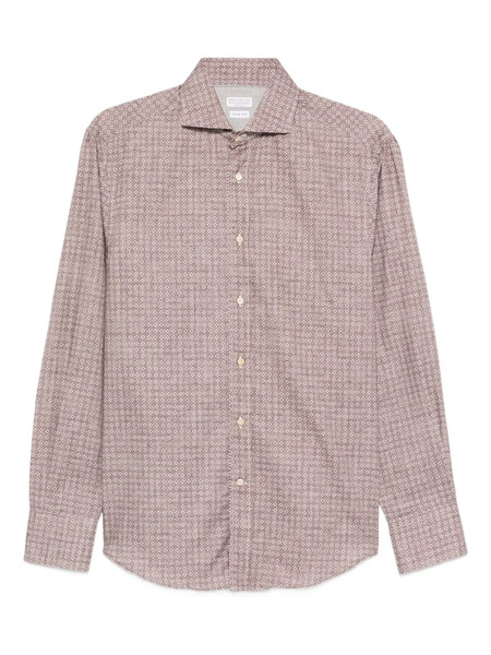  Brunello Cucinelli Patterned Shirt - Brown 