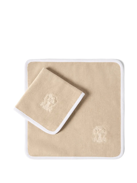 Brunello Cucinelli 2-piece Cotton Terrycloth Hand Towel Set With Embroidery - Neutrals 