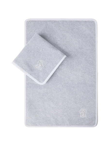  Brunello Cucinelli 2-piece Cotton Terrycloth Towel Set With Embroidery - Grey 