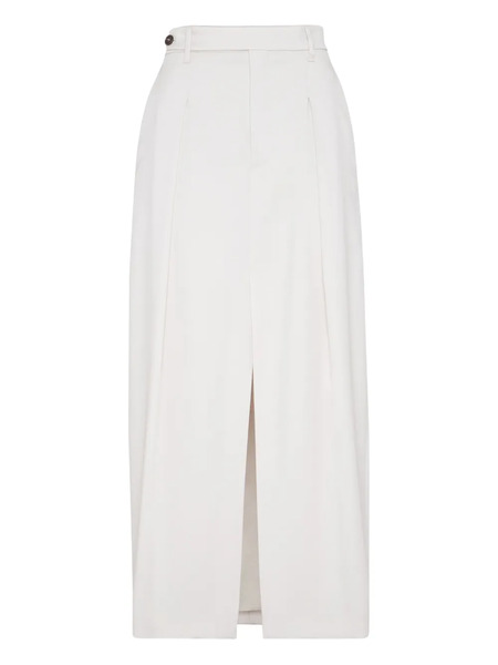  Brunello Cucinelli Pleated Front-split Maxi Skirt - White 
