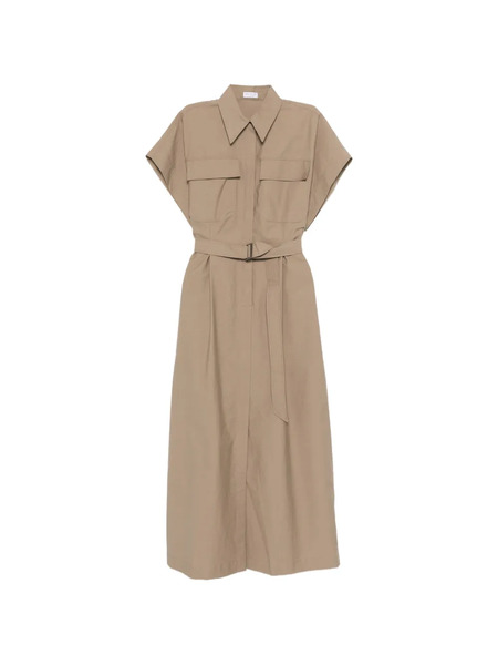  Brunello Cucinelli Pocket Belted Midi Dress - Neutrals 