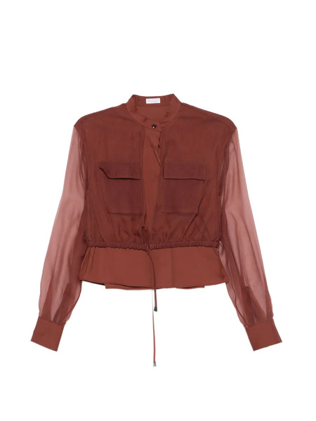  Brunello Cucinelli Pocket Drawstring Blouse - Brown 