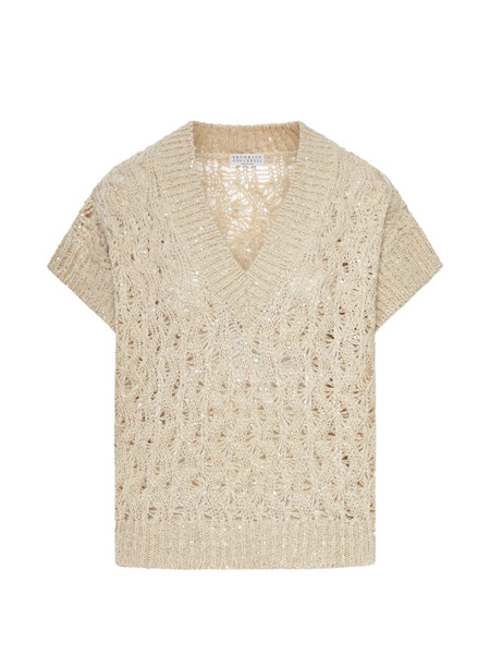  Brunello Cucinelli Pointelle-knit Top - Neutrals 