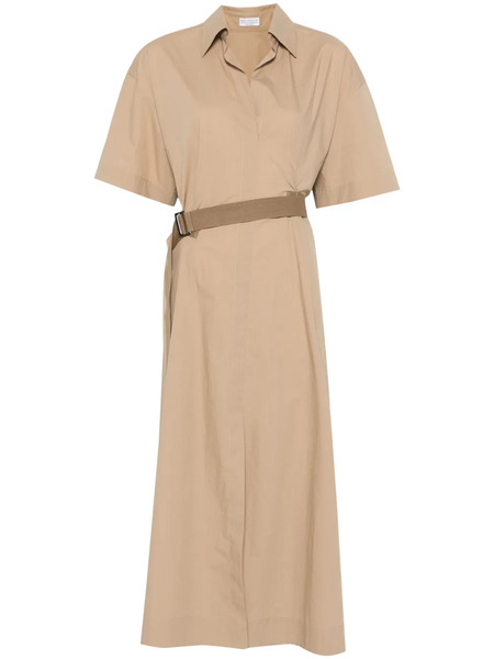  Brunello Cucinelli Poplin Midi Dress - Brown 