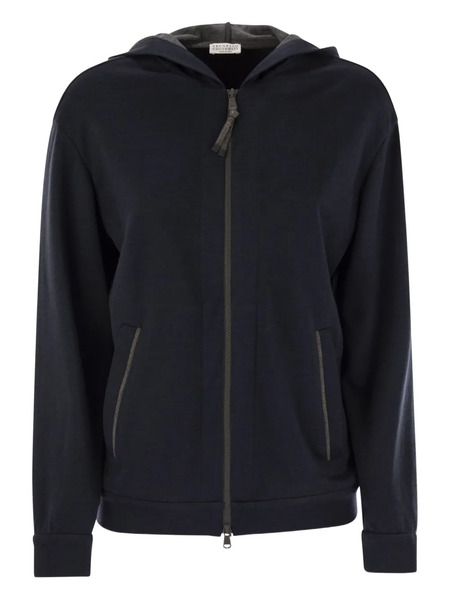  Brunello Cucinelli Precious Stripe Hoodie - Blue 