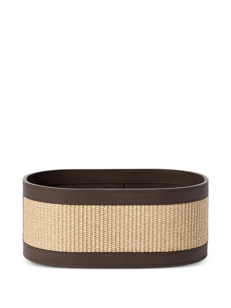  Brunello Cucinelli Raffia-effect Techno Cotton And Leather Large Organizer Basket - Neutrals 