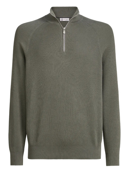  Brunello Cucinelli Rib Half-zip Sweater - Green 