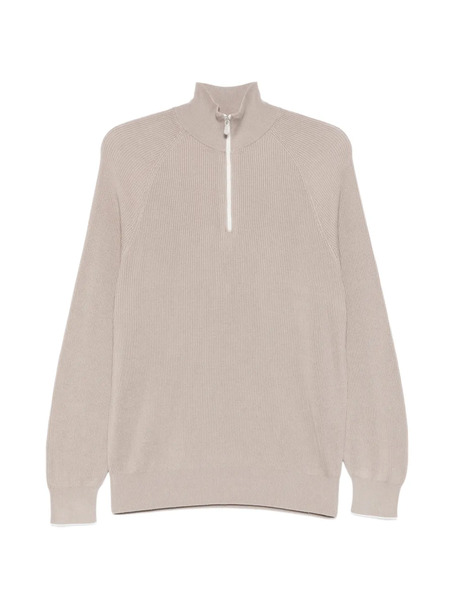  Brunello Cucinelli Ribbed Half-zip Sweater - Grey 