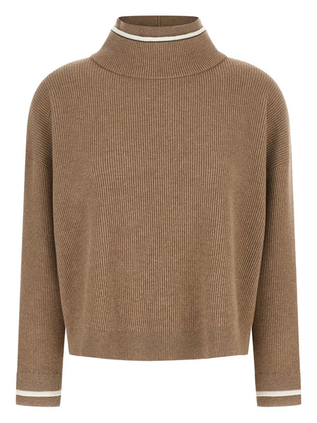  Brunello Cucinelli Ribbed High-neck Sweater - Brown 