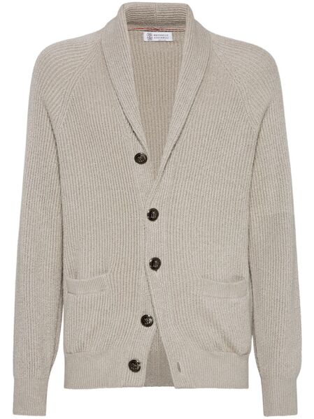  Brunello Cucinelli Ribbed-knit Cardigan - Neutrals 