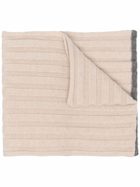  Brunello Cucinelli Ribbed Knit Scarf - Neutrals 