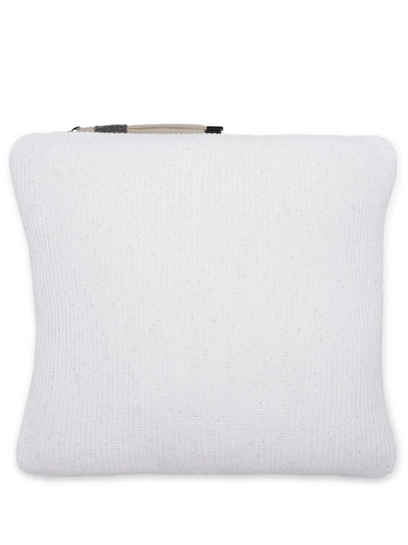  Brunello Cucinelli Ribbed-knit Square-shape Cushion - White 