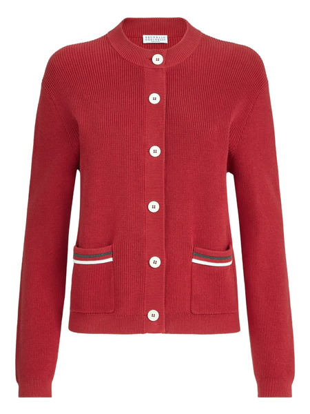  Brunello Cucinelli Ribbed Pocket Cardigan - Red 