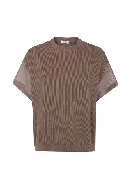  Brunello Cucinelli Ribbed Sheer Sweater - Brown 