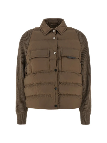  Brunello Cucinelli Ribbed-sleeve Quilted Jacket - Brown 
