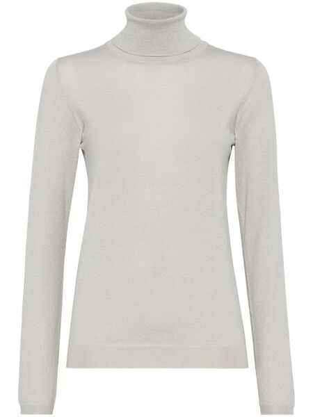  Brunello Cucinelli Roll-neck Long-sleeve Jumper - White 