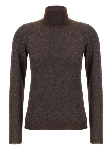  Brunello Cucinelli Roll-neck Lurex-detail Sweater - Brown 