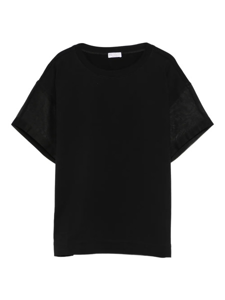  Brunello Cucinelli Semi Sheer-panel T-shirt - Black 