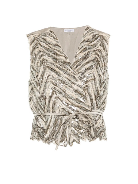  Brunello Cucinelli Sequin Chevron Knitwear - Neutrals 