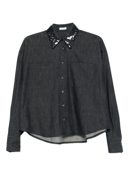  Brunello Cucinelli Sequin-collar Shirt - Blue 
