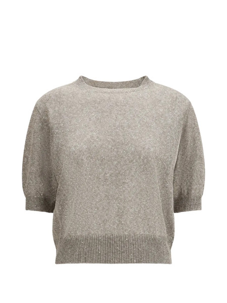  Brunello Cucinelli Sequin-embellished T-shirt - Grey 