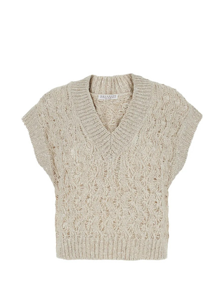  Brunello Cucinelli Sequin-embellished V-neck Vest - Neutrals 