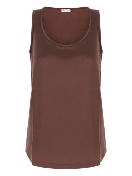  Brunello Cucinelli Sequin-trimmed Sleeveless Top - Brown 