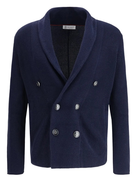  Brunello Cucinelli Shawl-collar Double-breasted Cardigan - Blue 