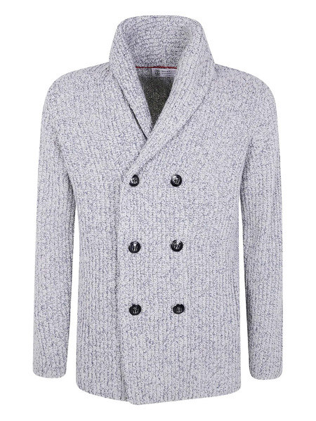  Brunello Cucinelli Shawl-collar Double-breasted Cardigan - Grey 