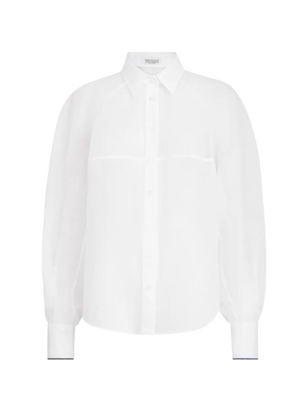  Brunello Cucinelli Sheer Long-sleeve Shirt - White 