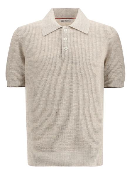  Brunello Cucinelli Short-sleeve Knitted Polo Shirt - Neutrals 