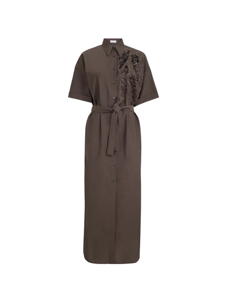  Brunello Cucinelli Short-sleeves Midi Dress - Brown 