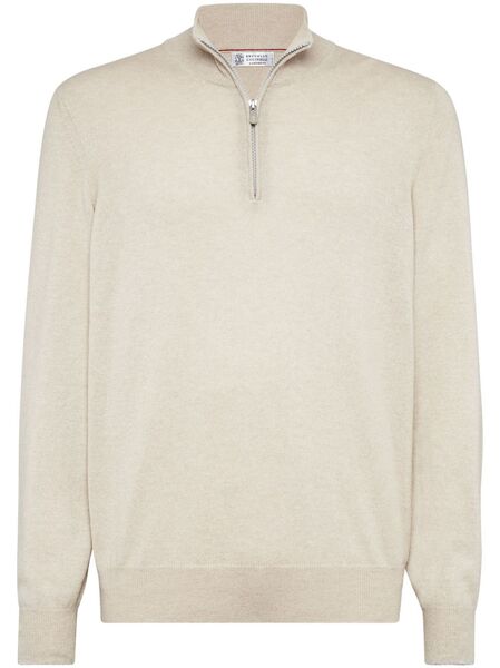  Brunello Cucinelli Short-zip Knitted Jumper - Neutrals 