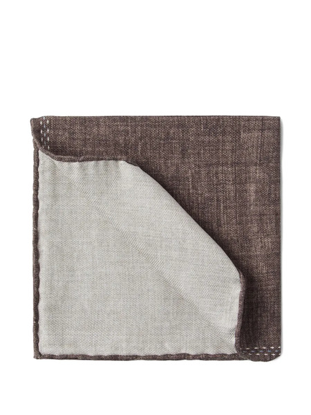  Brunello Cucinelli Silk Pocket Square - Brown 