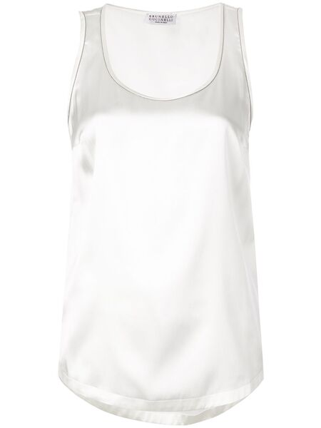  Brunello Cucinelli Silk Tank Top - White 
