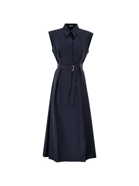  Brunello Cucinelli Sleeveless Belted Maxi Dress - Blue 