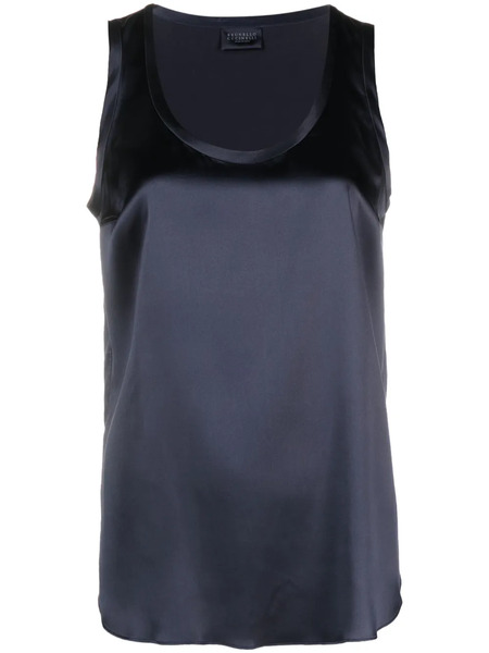  Brunello Cucinelli Sleeveless Silk-blend Tank Top - Blue 
