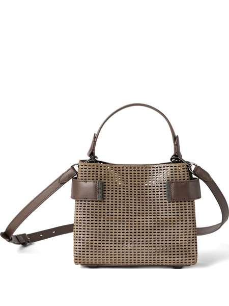  Brunello Cucinelli Small Essence Sparkling Leather Tote Bag - Neutrals 