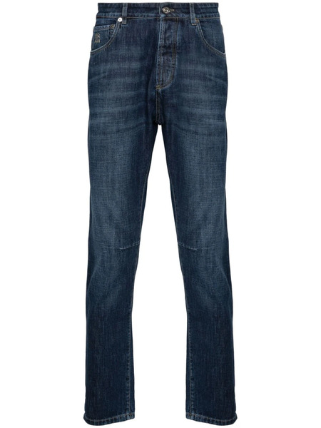  Brunello Cucinelli Solomei-embroidered Tapered Jeans - Blue 
