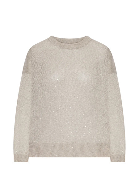  Brunello Cucinelli Sparkling Crew Neck Linen Sweater - Neutrals 