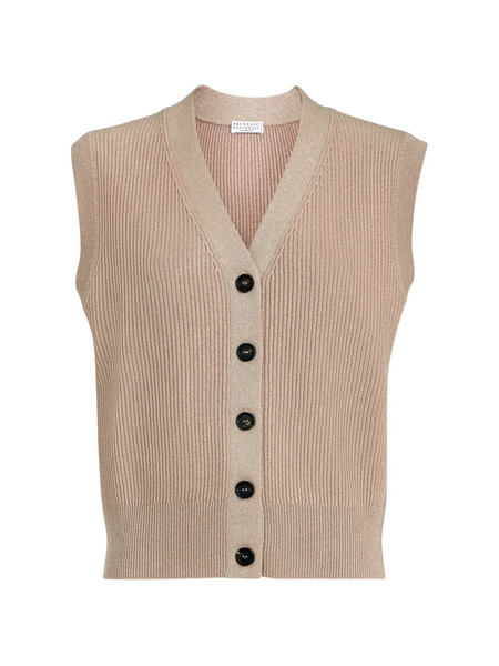  Brunello Cucinelli Sparkling Rib Vest - Neutrals 