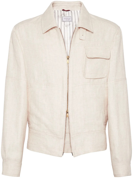  Brunello Cucinelli Spread-collar Bomber Jacket - Neutrals 
