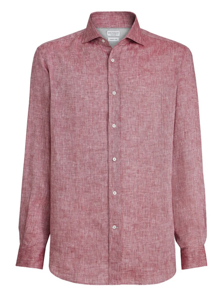  Brunello Cucinelli Spread-collar Linen Shirt - Red 