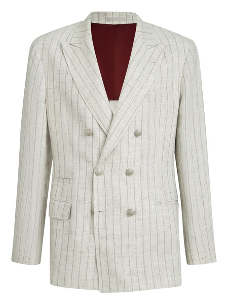  Brunello Cucinelli Stripe Metal-button Blazer - Neutrals 