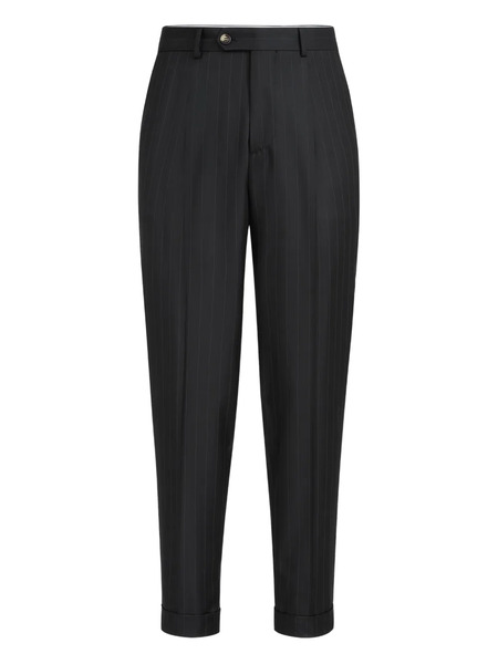  Brunello Cucinelli Stripe Pleat Trousers - Black 